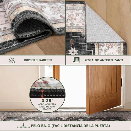 Vista 4 de Hazo Haus – Alfombra pequeña para entrada, cocina o baño, antideslizante con base de goma, resistente a las manchas y a la decoloración, diseño