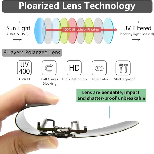 Vista 2 de CAXMAN Gafas de sol polarizadas con clip para hombres y mujeres, protección UV