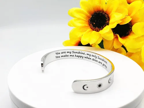 Vista 95 de Pulseras inspiradoras para mujer, joyería de acero inoxidable, con refranes, pulsera motivacional con mensaje oculto, pulseras grabadas para mejor