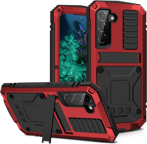 Vista 20 de Funda de metal para Samsung S23 de aluminio de grado militar, funda resistente con soporte de metal protector de pantalla a prueba de caídas, a