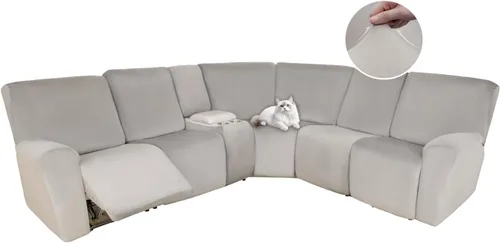 Vista 123 de HDCAXKJ Fundas de sofá seccional reclinable de terciopelo, cubierta de sofá seccional en forma de L, lavable, elástica, suave, para rincón