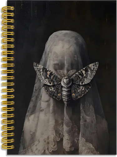 Vista 21 de Dark Witchy Moon Stars Notebook Journal, Celestial Astrology Witchy Gifts for Women Journal, Crescent Moon Face Starry Forest Spiral Notebook