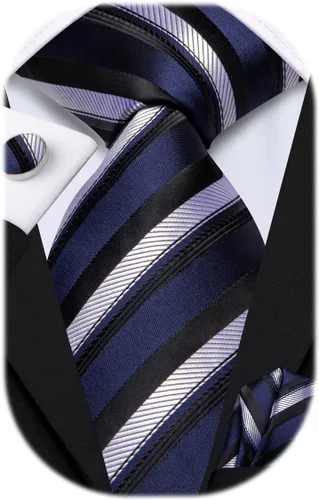 Vista 44 de Hi-Tie Corbatas de seda para hombre con estampado de cachemira, conjunto de corbata cuadrada, pañuelo de bolsillo y gemelos para negocios formales
