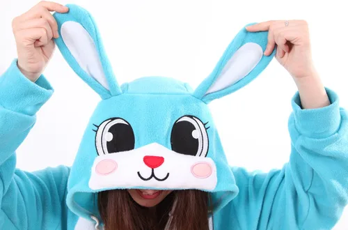 Vista 7 de Honeystore Pijama unisex cálida para adultos, cosplay, conejo, ropa para el hogar Azul