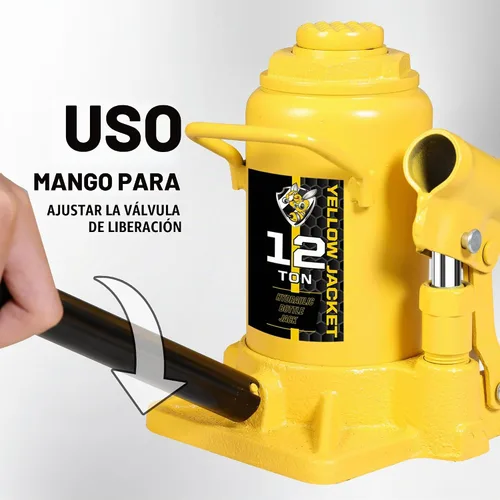 Vista 4 de YELLOW JACKET Gato hidráulico de botella de perfil bajo de 12 toneladas, gato hidráulico de botella soldado (24,000 libras)