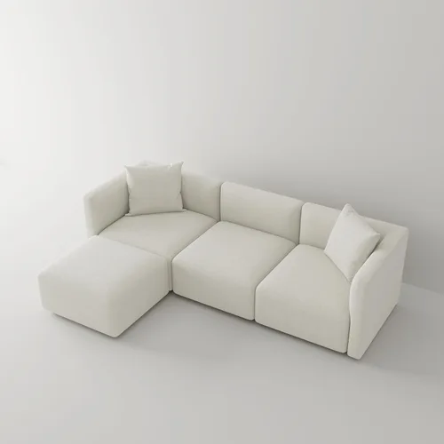 Vista 5 de Acanva Sofá modular convertible de lujo con tapicería en forma de L, sofá reversible contemporáneo con diván para sala de estar, apartamento