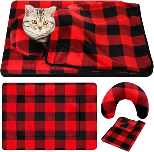 Vista 8 de Namalu Paquete de 3 alfombrillas suaves para cama de gato con manta