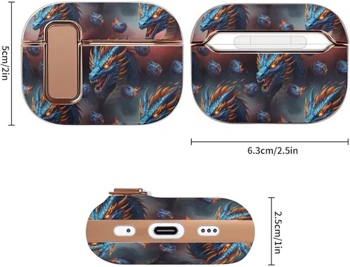 Vista 2 de Funda para auriculares compatible con Airpods Pro 2, funda de plástico, con bloqueo, protección a prueba de golpes