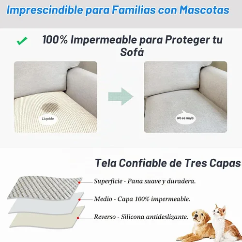 Vista 3 de Fundas para brazos de sofá, fundas impermeables para reposabrazos de sofá, sillón, sofá biplaza, funda para reposacabezas, funda antideslizante
