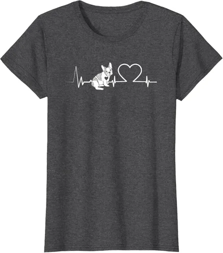 Vista 3 de Heartbeat Bulldog francés Camiseta de propietario de perros Frenchie, Negro