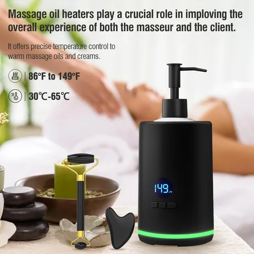 Vista 3 de Calentador de loción de aceite de masaje, calentador de aceite de masaje para terapia de masaje de spa y uso personal, dispensador portátil