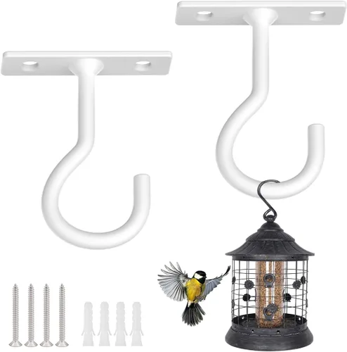 Vista 14 de Ganchos para plantas, paquete de 2 soportes de metal para colgar plantas de 6 pulgadas, gancho decorativo para comederos de pájaros, macetas, Negro