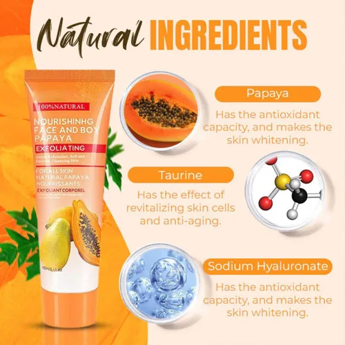 Vista 2 de Papaya Essence - Gel exfoliante iluminador, limpiador exfoliante de esencia de papaya, lavado facial exfoliante, crema exfoliante de papaya, crema