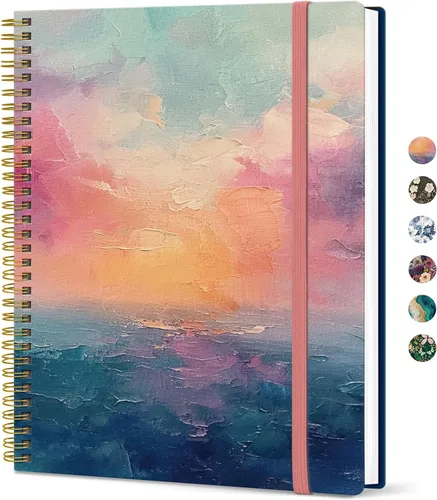 Vista 27 de Taja Diario Grande con Líneas en Espiral para Mujeres, Cuadernos de 8.5" x 11" para Trabajo con Rayado Universitario, Cuadernos A4 Estéticos Bonitos