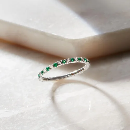 Vista 4 de Ross-Simons Anillo de eternidad con piedras preciosas y diamantes en oro blanco de 14 quilates