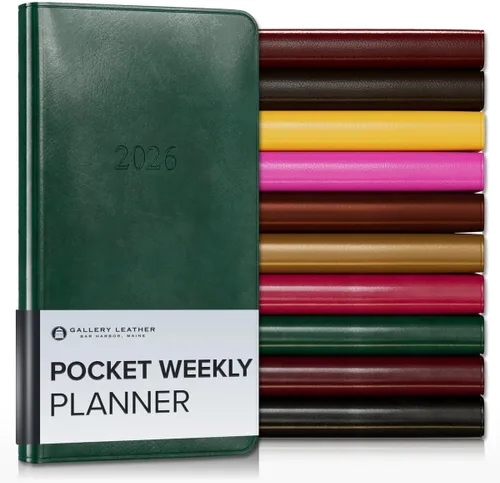 Vista 110 de Gallery Leather Planificador Semanal y Mensual Grande 2025-2026, Calendario Planificador y Cuaderno Elegantemente Encuadernado con Elegantes Bordes