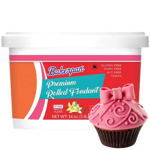 Vista 10 de Bakerpan Fondant negro enrollado prémium para decoración de pasteles, 1 libra, sabor vainilla