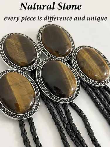 Vista 363 de Jeilwiy Corbata de bolo para hombre, corbata de vaquero occidental, collar de corbata de bolo dorado, corbata de cuero, corbata de Halloween