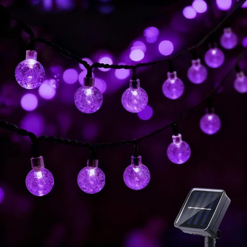 Vista 10 de Tira de luces de 20 LED, decoraciones de globo de cristal, luces solares extra brillantes para exteriores con 8 modos de iluminación, impermeables