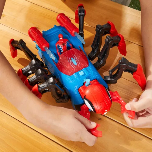 Vista 5 de Marvel Spider-Man Car Playset con función de explosión y figura de acción para niños a partir de 4 años