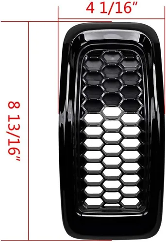 Vista 3 de Astra Depot Compatible con 2014-2018 Jeep Cherokee Kit de inserto de rejilla de malla tipo panal, 7 piezas, negro