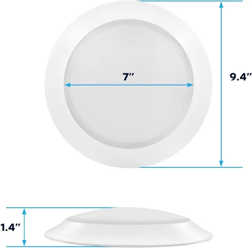 Vista 3 de LUXRITE Lámparas de disco LED de 8", 27W, 5CCT seleccionables 2700K-5000K, lámpara de techo empotrable para montaje empotrado, 2000LM, regulable