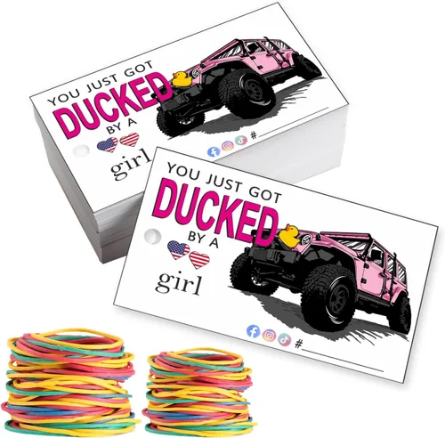 Vista 9 de You've Been Ducked You Just Got Ducked By a Car Girl Tarjeta de juego de pato de pato Etiqueta de tarjeta de pato Paquete de 50