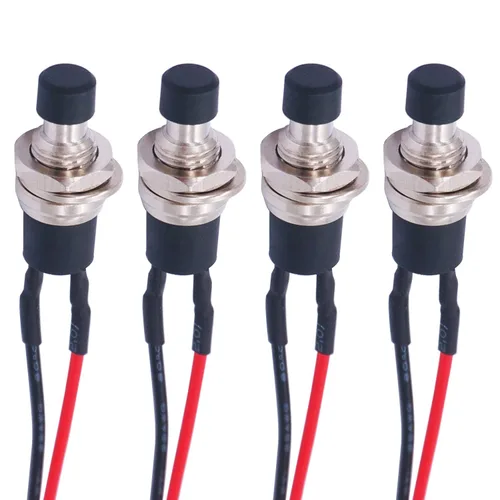 Vista 21 de Twidec /5 unids interruptor de botón de pestillo de 0.472 in encendido apagado mini redondo impermeable carcasa negra 12 V 24 V 36 V 110 V 250 V 2A