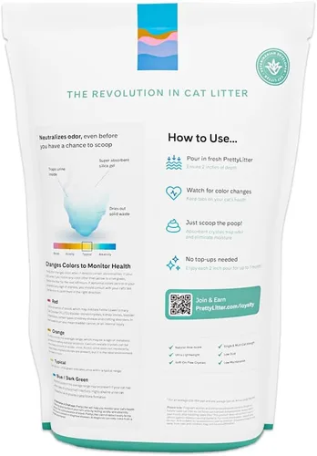 Vista 2 de PrettyLitter - Arena para gatos con monitoreo de la salud (aloe tranquilo, no aglutinante), ligera y de bajo seguimiento, cristales de gel de sílice