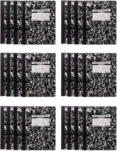 Vista 8 de Mintra Office Libros de composición – Tapa flexible resistente (1 paquete, mármol negro Comp – rayado universitario)