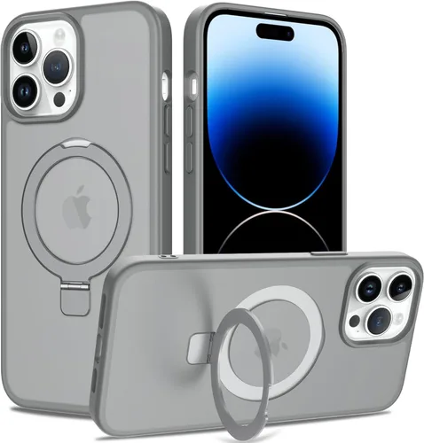 Vista 39 de Funda con soporte ultra magnético para iPhone 14 Pro [protección militar contra caídas] [compatible con MagSafe] a prueba de golpes, translúcida