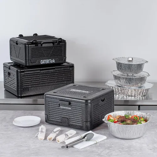 Vista 3 de Restaurantware -Cater Tek - Caja caliente de catering de 14 cuartos de galón, 1 bandeja portadora de alimentos aislada de carga superior - Capacidad
