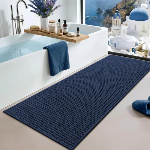 Vista 11 de Color&Geometry Tapete de baño con parte trasera de goma de 24 x 16 pulgadas, antideslizante, lavable a máquina, alfombra bohemia de felpilla suave