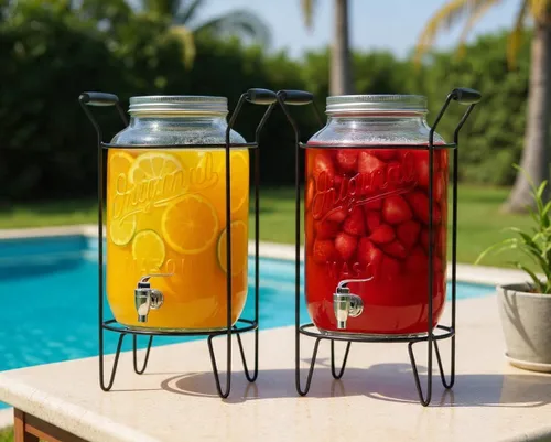 Vista 5 de Paquete de 2 dispensadores de bebidas de 2 galones para fiestas, dispensadores de bebidas para fiestas, dispensadores de bebidas originales Mason