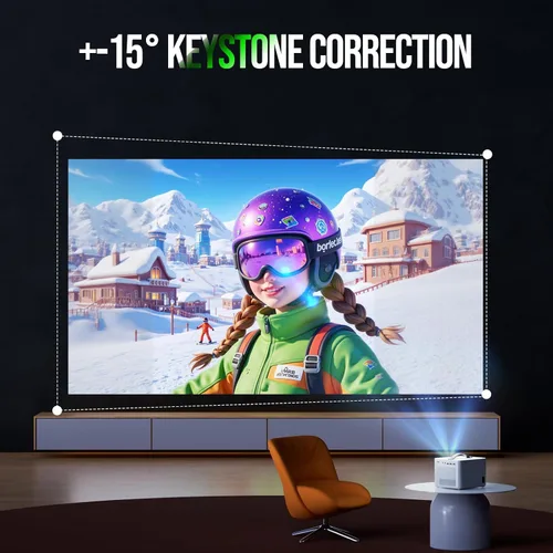 Vista 4 de Proyector con WiFi y Bluetooth, Proyector Nativo 1080P con Soporte 4K con Corrección Trapezoidal Vertical Automática, Proyector de Películas