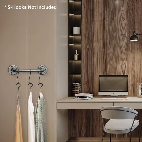 Vista 9 de NearMoon Toallero industrial de tubería, accesorio de toallero de baño resistente, montaje en la pared, soporte para toallas de baño de hierro