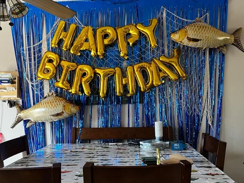Vista 4 de 3 globos de pez de 33 pulgadas para decoraciones de cumpleaños de peces, suministros de globos para fiestas de pesca