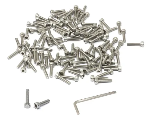 Vista 46 de iexcell Kit de tornillos de cabeza hexagonal de acero inoxidable 304, 100 unidades M2 x 0.157 in, paso de rosca de 0.016 in