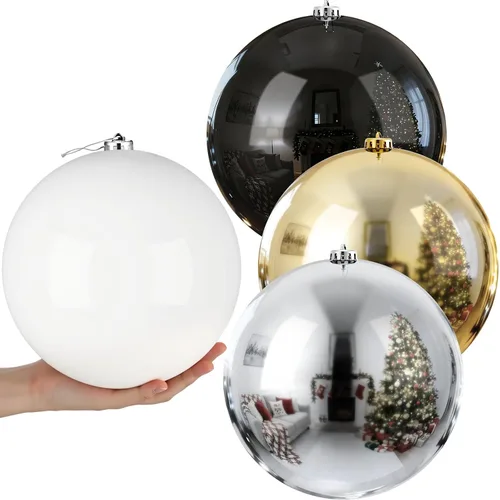 Vista 9 de Zubebe 4 piezas de adornos de bolas de Navidad extra grandes de 8" (200 mm) bolas gigantes sobredimensionadas de plástico de grado comercial
