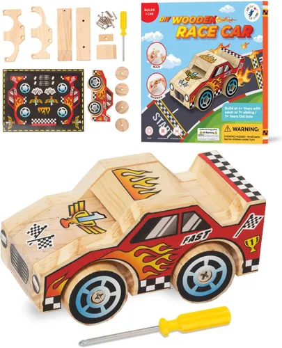 Vista 11 de Little Jupiter Kits de madera de bricolaje con calcomanías, kit de construcción para niños, juguetes troncos para edades de 4 a 7 años, manualidades