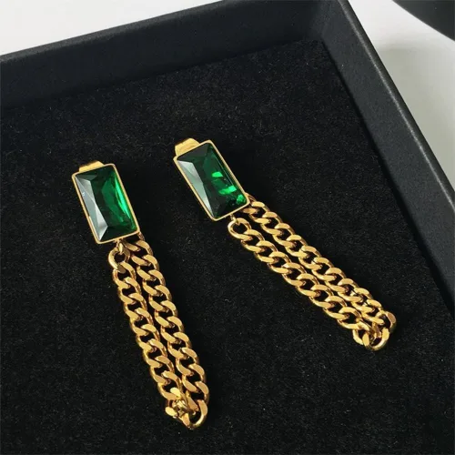 Vista 6 de tenghong2021 Retro verde pequeño cuadrado circón collar pulsera pendientes conjunto femenino aleación tendencia a juego joyería dama niña boda