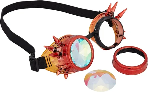 Vista 79 de Gafas caleidoscopio para raves trippy psicodélico steampunk con lentes de cristal de difracción de prisma arcoíris