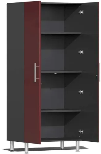 Vista 3 de Ulti-Mate UG25030R - Kit de gabinete de garaje de 3 piezas en rojo rubí metálico, gris