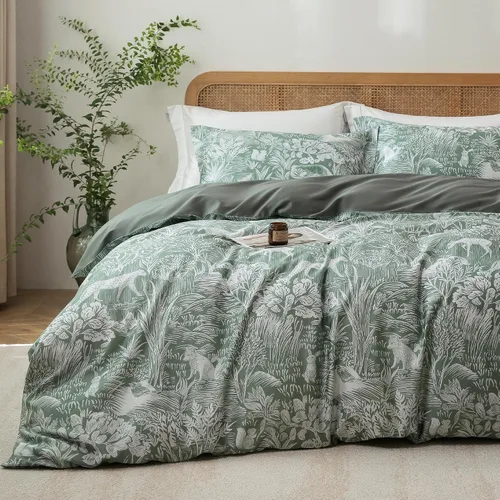 Vista 22 de MILDLY Juego de funda nórdica floral de mármol azul y verde acuarela 3
