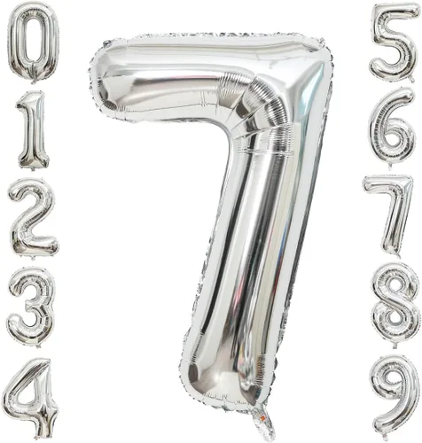 Vista 8 de Globos de 0 números plateados 0 globos de número 40 pulgadas número 0 globos de aluminio Mylar