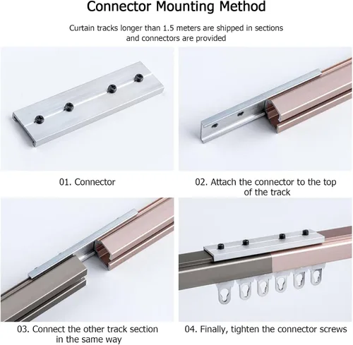 Vista 6 de Heavy Duty Ceiling Curtains Track Aluminum Curtain Rail Silent Curtain Rod Sliding Rail Pole System Wall Mount Room Divider for Windows, RV, Camper