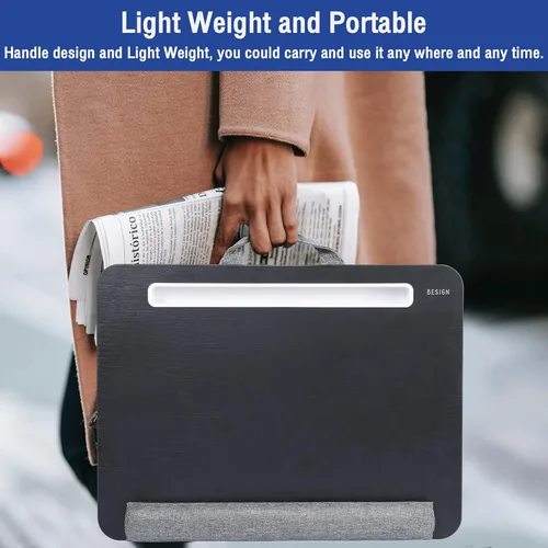 Vista 3 de Besign LT08 - Soporte para laptop, escritorio de regazo portátil con cojín de almohada, se adapta a portátiles de hasta 14 pulgadas, con tira Negro