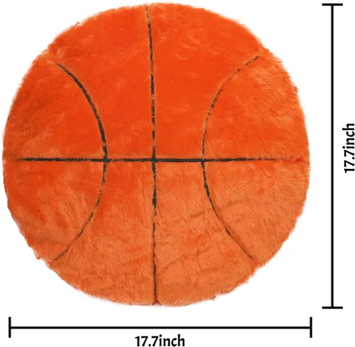Vista 6 de Almohada de felpa acogedora Basketabll suave rellena con forma de bola deportiva, cojín grueso y redondo para decoración de sofá, habitación