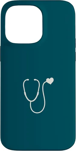 Vista 21 de iPhone 16 Dark Peacock Blue - Estuche para estetoscopio de corazón para enfermera o médico