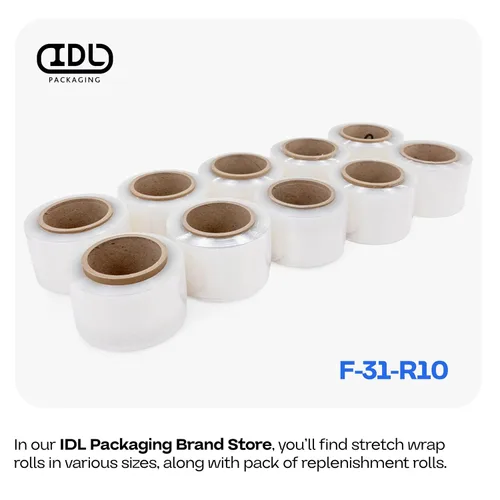 Vista 7 de IDL Packaging Mini rollo elástico de 3 pulgadas, 700 pies, calibre 120 (paquete de 2) con un mango de plástico incluido – Envoltura de plástico